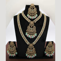 JCM Royal Kundan and Beads Double Layer Long Necklace Set with Mangtikka Earrings