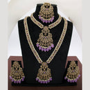 JCM Royal Kundan and Beads Double Layer Long Necklace Set with Mangtikka Earrings