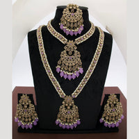 JCM Royal Kundan and Beads Double Layer Long Necklace Set with Mangtikka Earrings