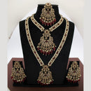 JCM Royal Kundan and Beads Double Layer Long Necklace Set with Mangtikka Earrings