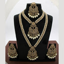 JCM Royal Kundan and Beads Double Layer Long Necklace Set with Mangtikka Earrings