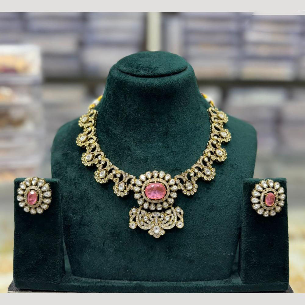 JCM Crysal and Kundan Necklace Set with Matching Earrings