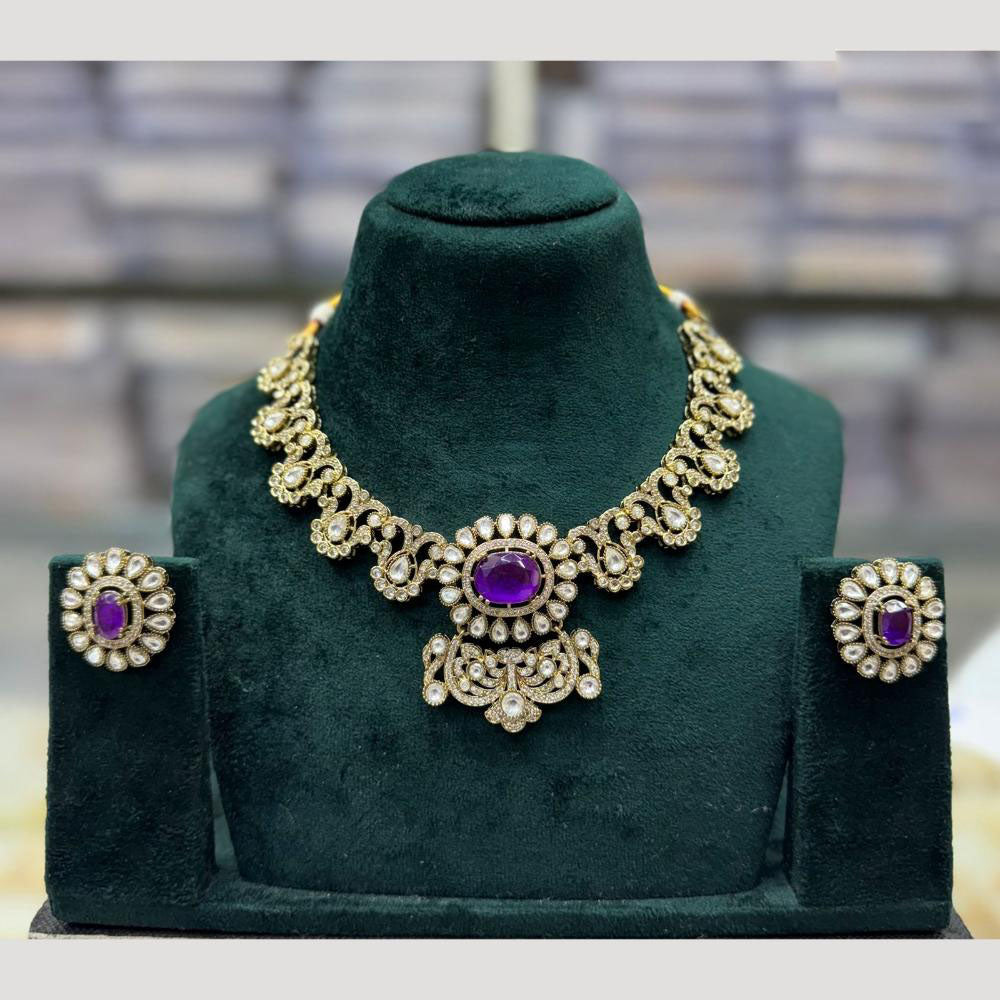 JCM Crysal and Kundan Necklace Set with Matching Earrings