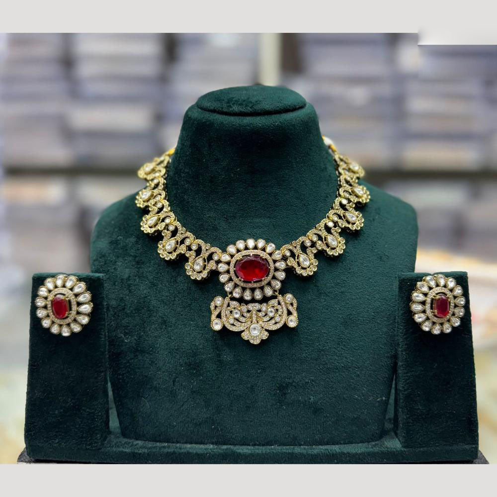JCM Crysal and Kundan Necklace Set with Matching Earrings