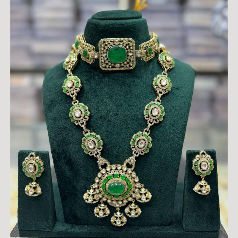 JCM Handcrafted Crystal Rani Haar and Choker Necklace Set