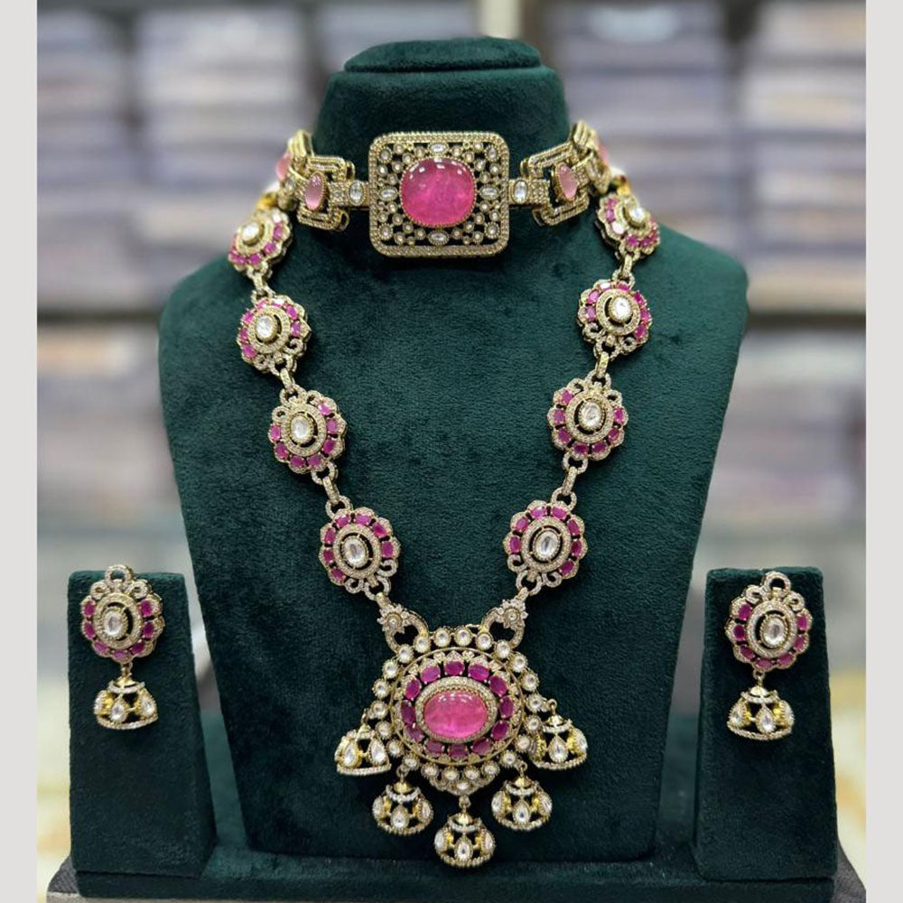 JCM Handcrafted Crystal Rani Haar and Choker Necklace Set