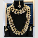 JCM Double Layer Pearl and Beads with Pota Stone Necklace Set with matching Jhumkis