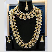 JCM Double Layer Pearl and Beads with Pota Stone Necklace Set with matching Jhumkis