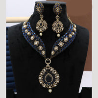 JCM Kundan Style Necklace and Earrings Set with Pearl Accents
