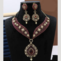 JCM Kundan Style Necklace and Earrings Set with Pearl Accents