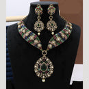 JCM Kundan Style Necklace and Earrings Set with Pearl Accents