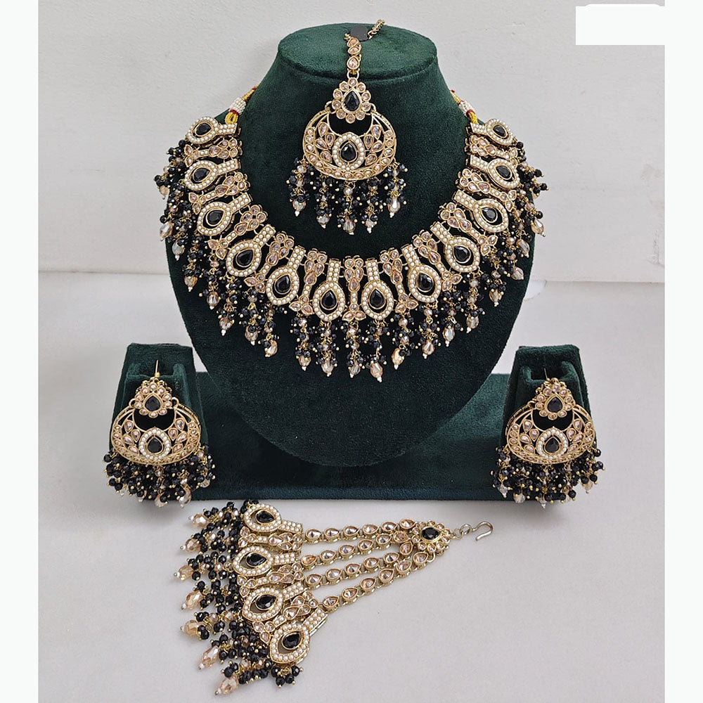 JCM Sparkling Crystal Stone Pearl And Beads Necklace Set