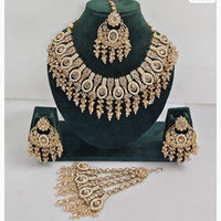 JCM Sparkling Crystal Stone Pearl And Beads Necklace Set