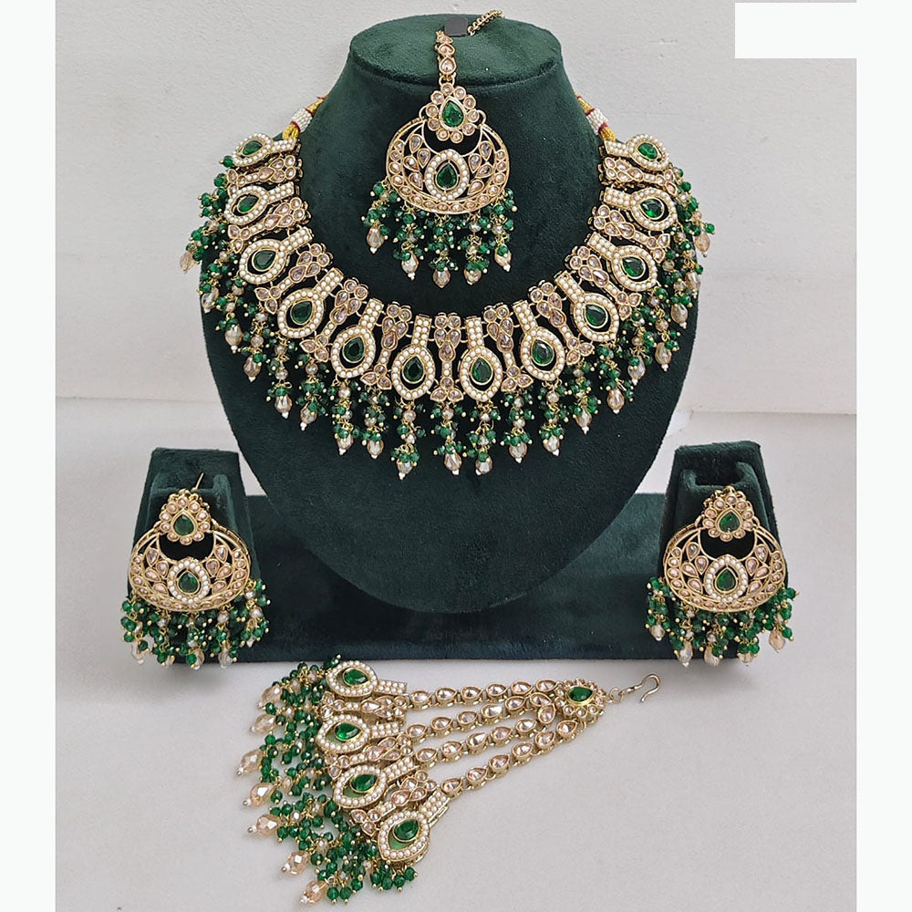 JCM Sparkling Crystal Stone Pearl And Beads Necklace Set