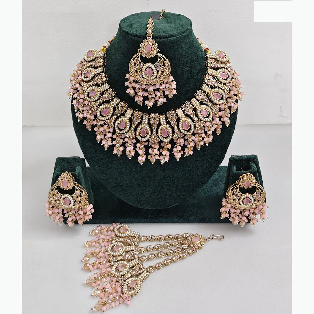JCM Sparkling Crystal Stone Pearl And Beads Necklace Set