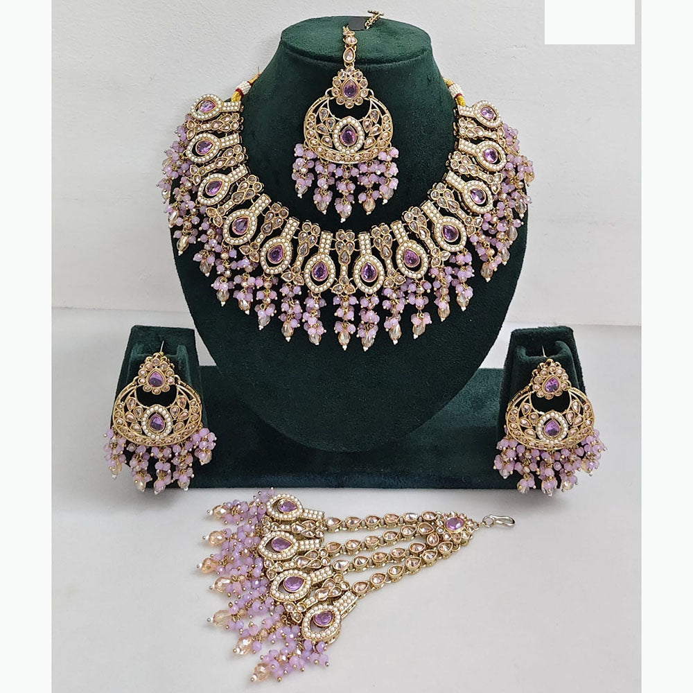 JCM Sparkling Crystal Stone Pearl And Beads Necklace Set