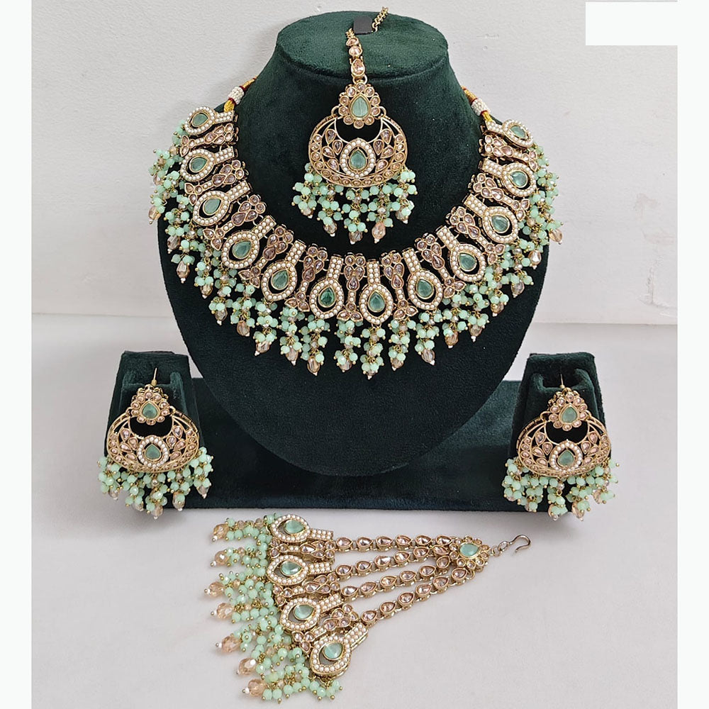 JCM Sparkling Crystal Stone Pearl And Beads Necklace Set