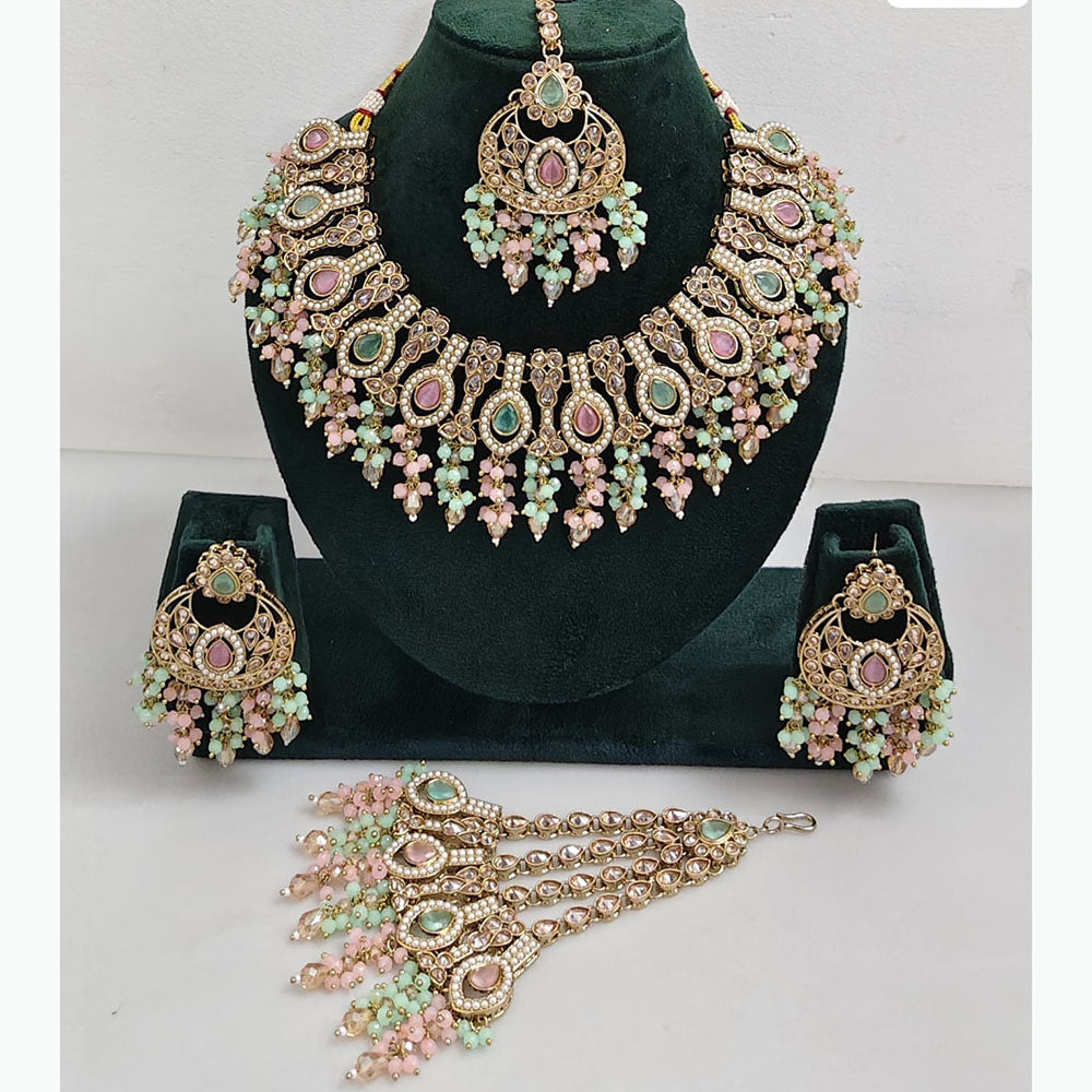JCM Sparkling Crystal Stone Pearl And Beads Necklace Set