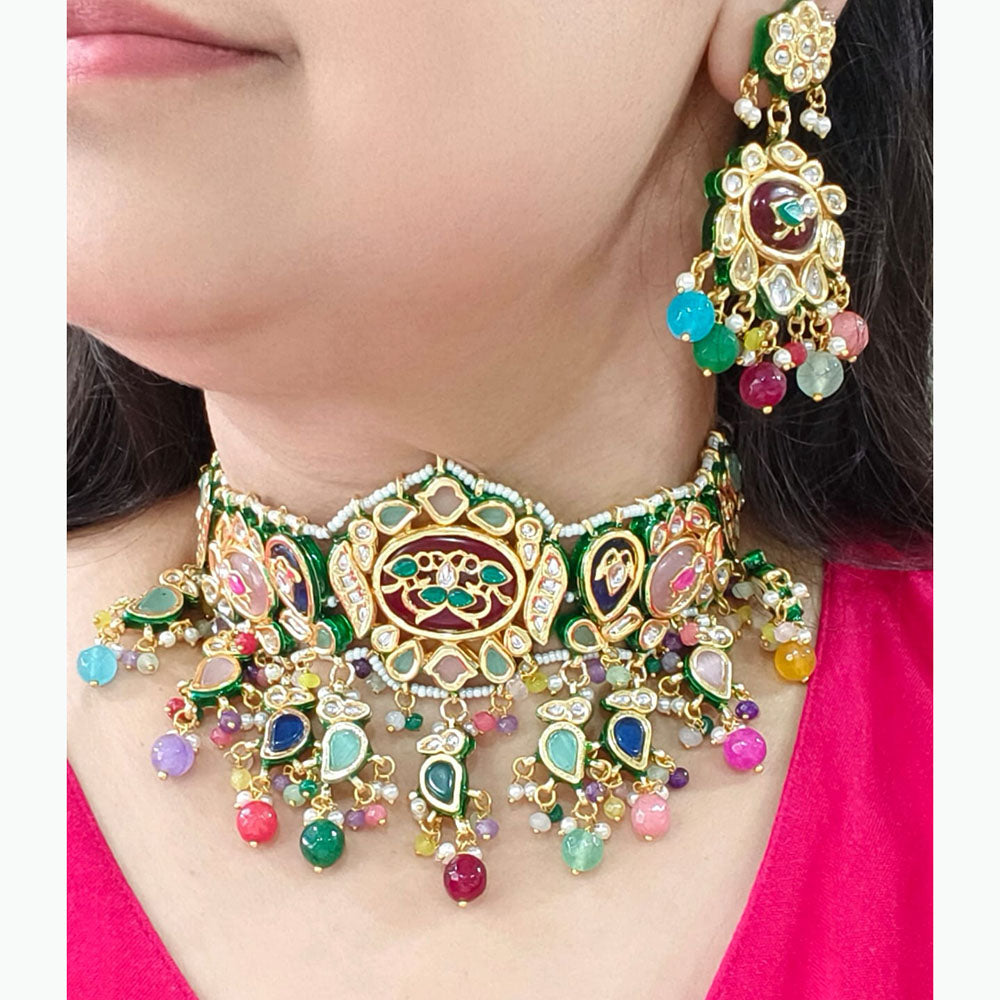 JCM Traditional Pota Stone Pearl Beads Choker Necklace Set