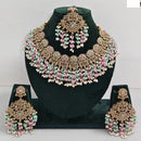 JCM Austrian Stone Pearl and Beads Necklace set with Mangtikka Earrings