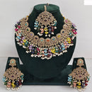 JCM Austrian Stone Pearl and Beads Necklace set with Mangtikka Earrings