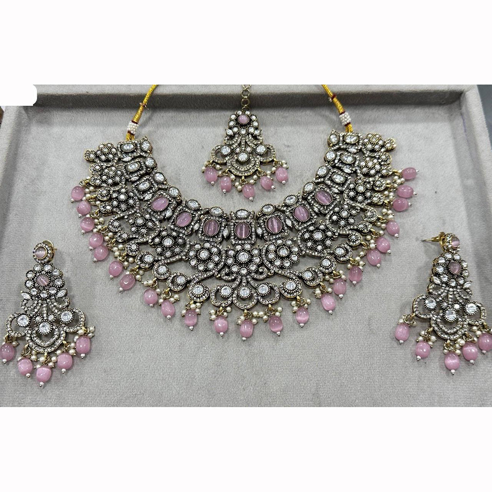 JCM Heavy Designer Kundan Set with Beads and Crystal Accents