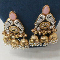 JCM Traditional Parrot Motif and Pearl Detailing Jhumki Earrings