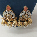 JCM Traditional Parrot Motif and Pearl Detailing Jhumki Earrings