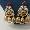 JCM Traditional Parrot Motif and Pearl Detailing Jhumki Earrings