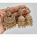 JCM Crystal and Drop Beads Jhumki Earrings with Mangtikka