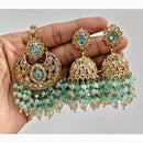 JCM Crystal and Drop Beads Jhumki Earrings with Mangtikka