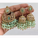 JCM Crystal and Drop Beads Jhumki Earrings with Mangtikka