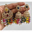 JCM Crystal and Drop Beads Jhumki Earrings with Mangtikka