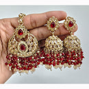 JCM Crystal and Drop Beads Jhumki Earrings with Mangtikka