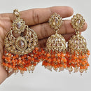 JCM Crystal and Drop Beads Jhumki Earrings with Mangtikka