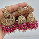 JCM Crystal and Drop Beads Jhumki Earrings with Mangtikka