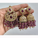 JCM Crystal and Drop Beads Jhumki Earrings with Mangtikka