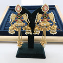 JCM Twin Parrots Glory with Dangling Bells and Pearls Ethnic Earrings