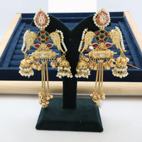 JCM Twin Parrots Glory with Dangling Bells and Pearls Ethnic Earrings