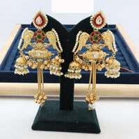 JCM Twin Parrots Glory with Dangling Bells and Pearls Ethnic Earrings