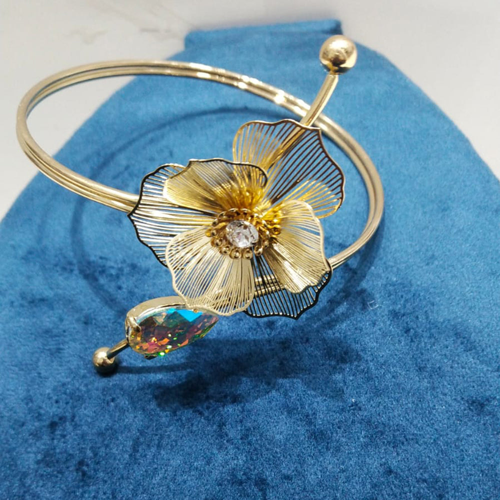 JCM Crystal and Austrian Stone Elegant Floral Design Adjustable Bracelet