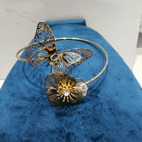 JCM Austrian Stone Elegant Butterfly and Floral Design Adjustable Bracelet 