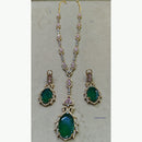 JCM Sparkling Crystal and Polki Kundan Stone Pendent Set  
