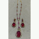 JCM Sparkling Crystal and Polki Kundan Stone Pendent Set