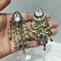 JCM Traditional Kundan and Pearl Chandelier Earrings