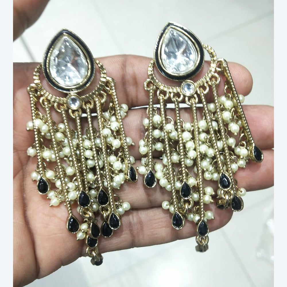 JCM Traditional Kundan and Pearl Chandelier Earrings