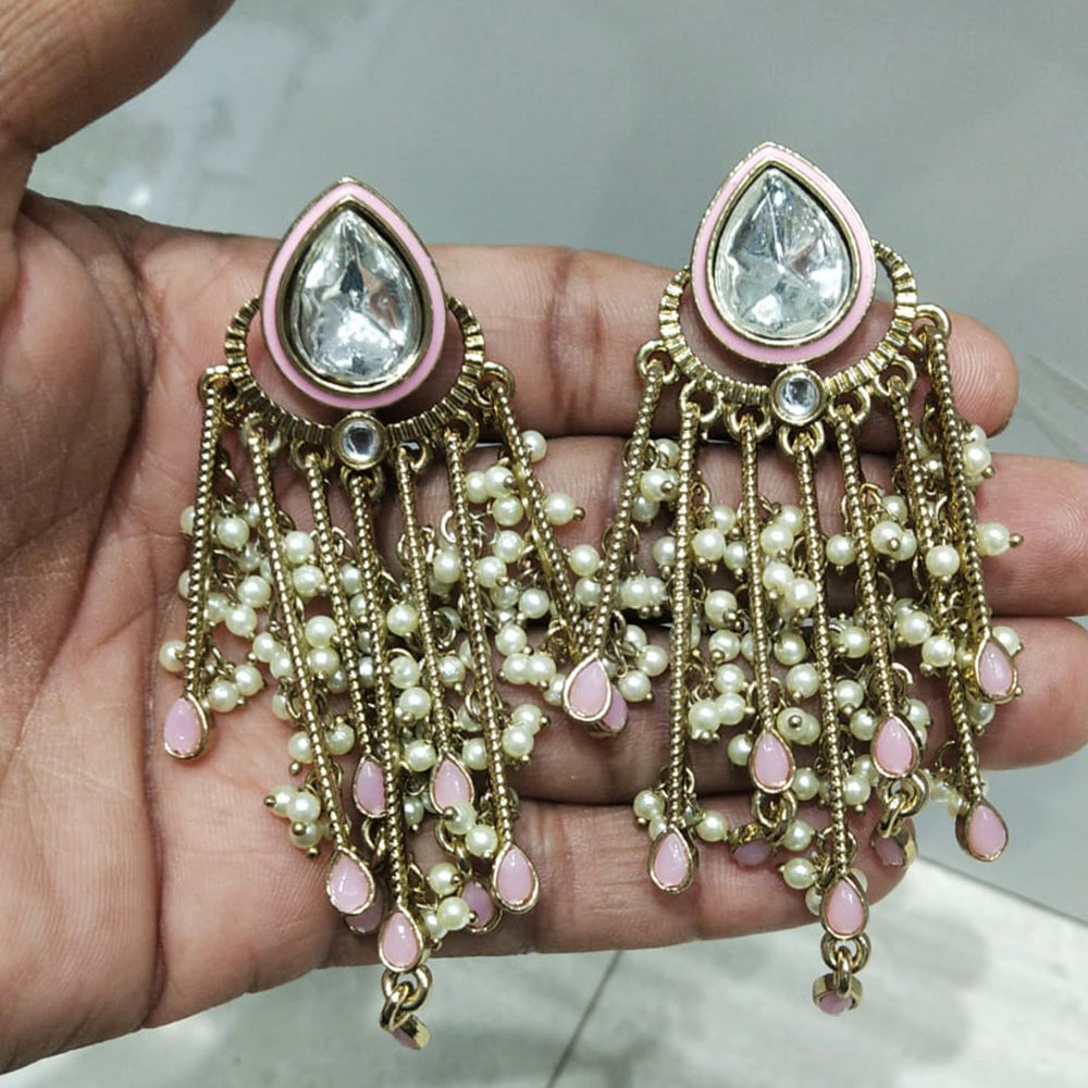 JCM Traditional Kundan and Pearl Chandelier Earrings