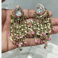 JCM Traditional Kundan and Pearl Chandelier Earrings
