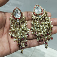JCM Traditional Kundan and Pearl Chandelier Earrings