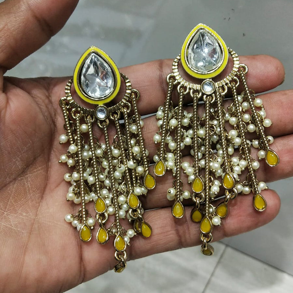 JCM Traditional Kundan and Pearl Chandelier Earrings